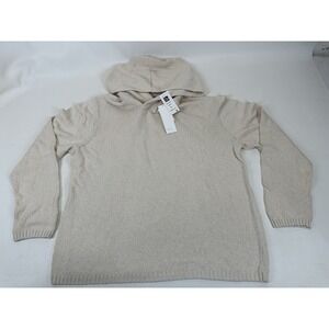 Vince Hand Knit Hoodie Sweater Men's Size XL Cream NWT‎ Cotton Pullover